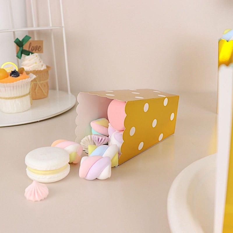 36 Cardboard Popcorn Style Party Favor Boxes - White and Gold