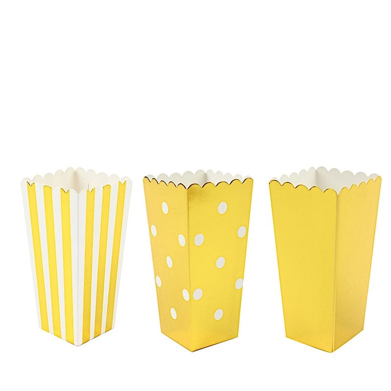 36 Cardboard Popcorn Style Party Favor Boxes - White and Gold