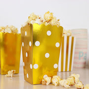 36 Cardboard Popcorn Style Party Favor Boxes - White and Gold
