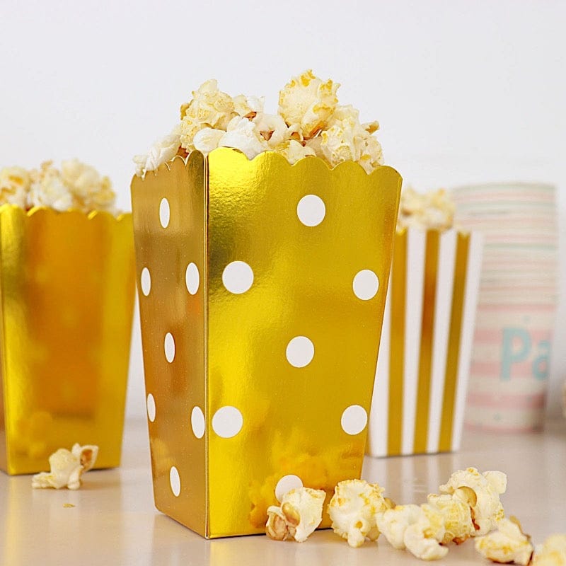 36 Cardboard Popcorn Style Party Favor Boxes - White and Gold