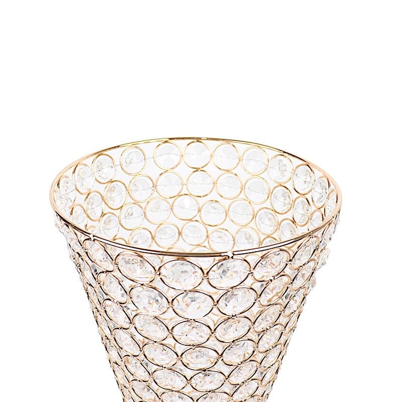 36" Metal with Crystal Beads Hurricane Flower Vase Centerpiece - Gold CHDLR_025_36_GOLD