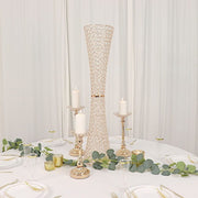 36" Metal with Crystal Beads Hurricane Flower Vase Centerpiece - Gold CHDLR_025_36_GOLD