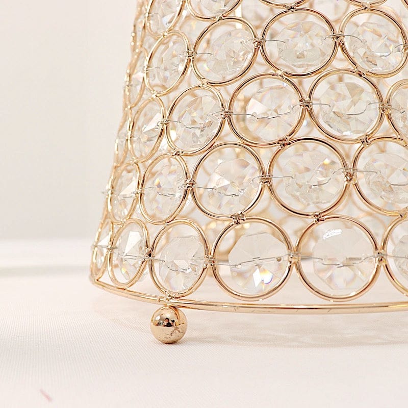 36" Metal with Crystal Beads Hurricane Flower Vase Centerpiece - Gold CHDLR_025_36_GOLD