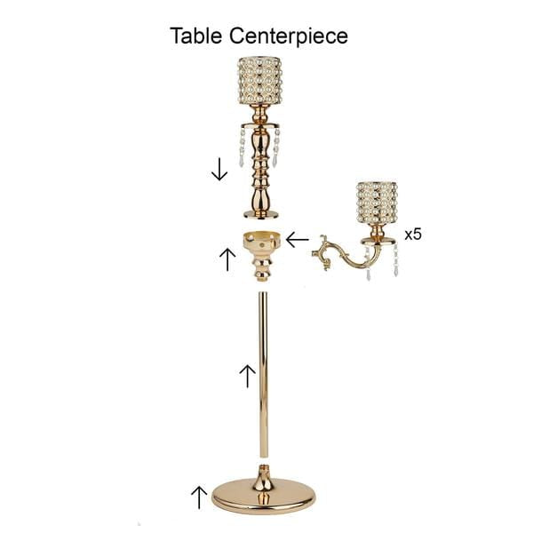 36" or 56" tall Candelabra Centerpiece Candle Holder with Pearl Beads - Gold CHDLR_CAND_018_GDPRL