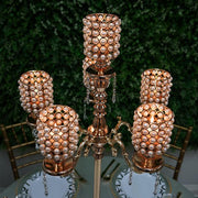 36" or 56" tall Candelabra Centerpiece Candle Holder with Pearl Beads - Gold CHDLR_CAND_018_GDPRL