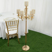 36" or 56" tall Candelabra Centerpiece Candle Holder with Pearl Beads - Gold CHDLR_CAND_018_GDPRL