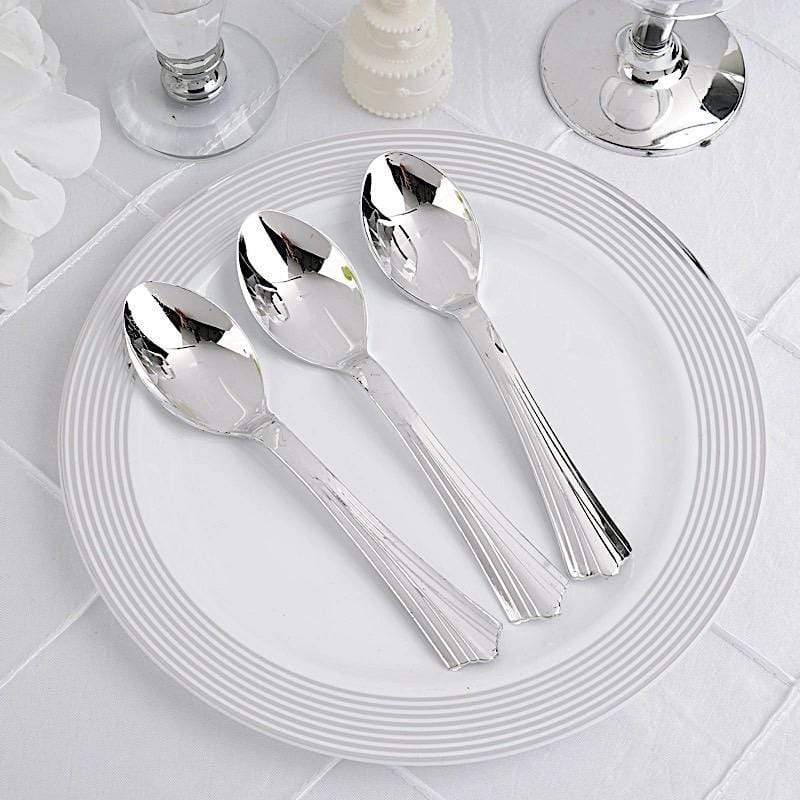 36 pcs Polished Silver Spoons - Disposable Tableware PLST_YY13_SILV