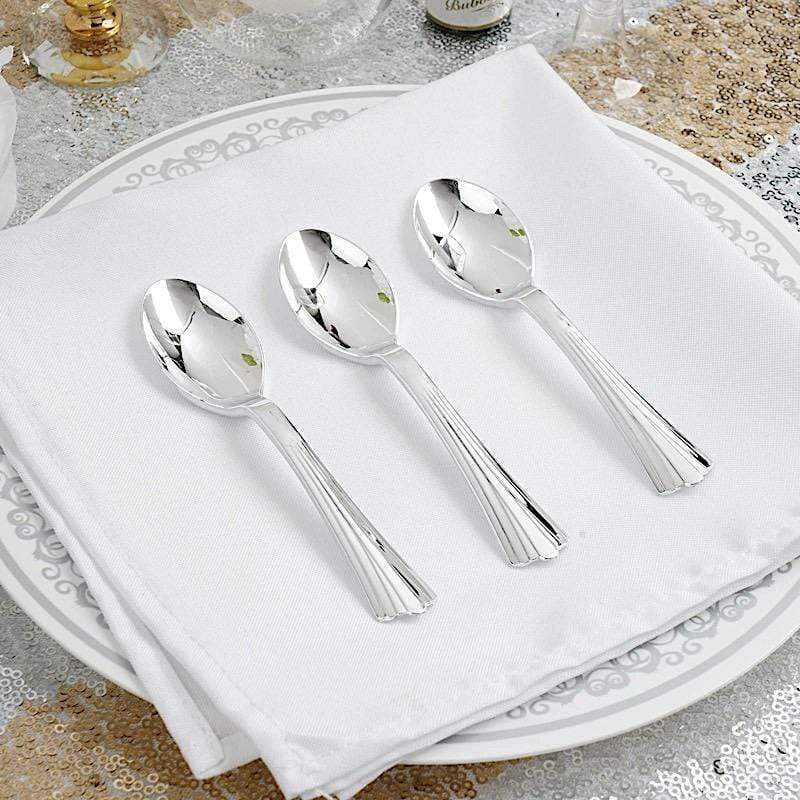 36 pcs Polished Silver Spoons - Disposable Tableware PLST_YY13_SILV