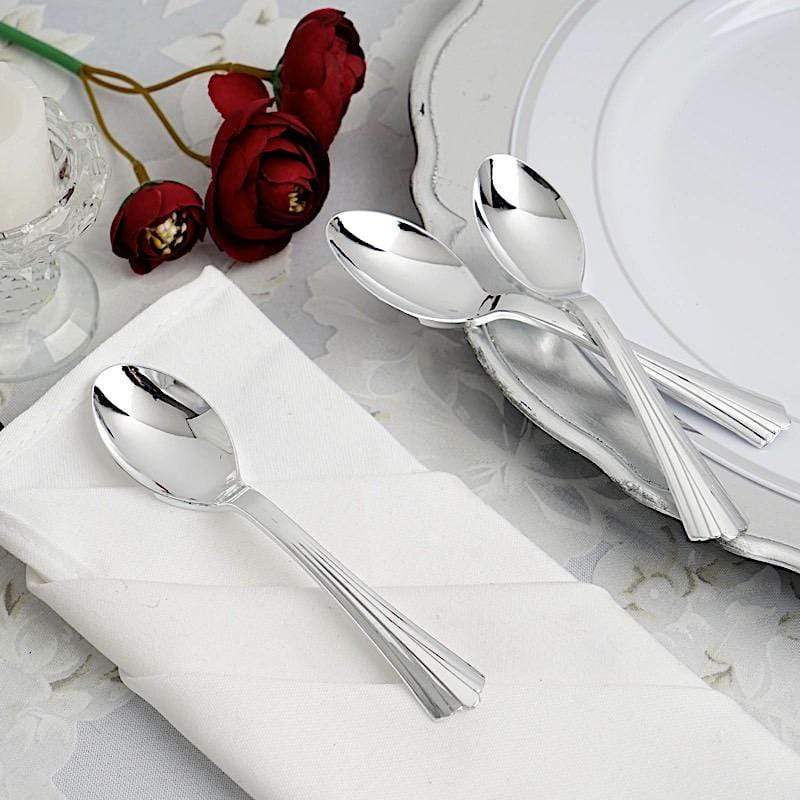 36 pcs Polished Silver Spoons - Disposable Tableware PLST_YY13_SILV