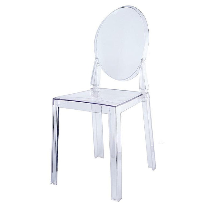 36" tall Transparent Dining Chair with Oval Back - Clear FURN_BANQ02_CLR