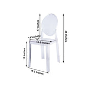 36" tall Transparent Dining Chair with Oval Back - Clear FURN_BANQ02_CLR