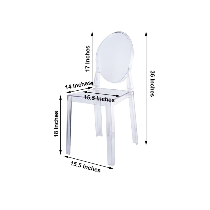36" tall Transparent Dining Chair with Oval Back - Clear FURN_BANQ02_CLR