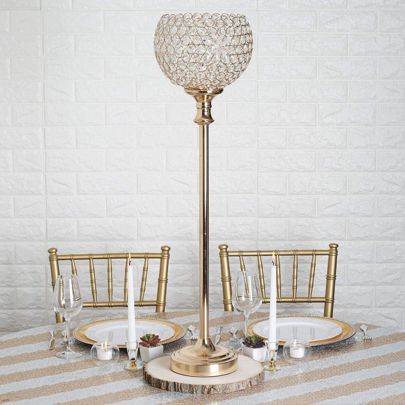 37" tall Beaded Ball Wedding Centerpiece CHDLR_015_GOLD