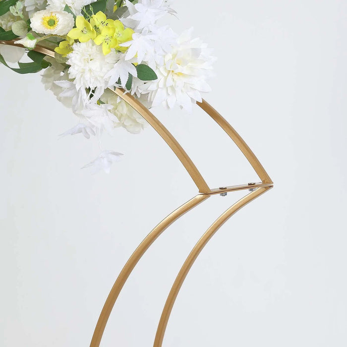 38" Curvy Metal Flower Arch Stand Wedding Table Centerpiece - Gold IRON_STND14_38_GOLD