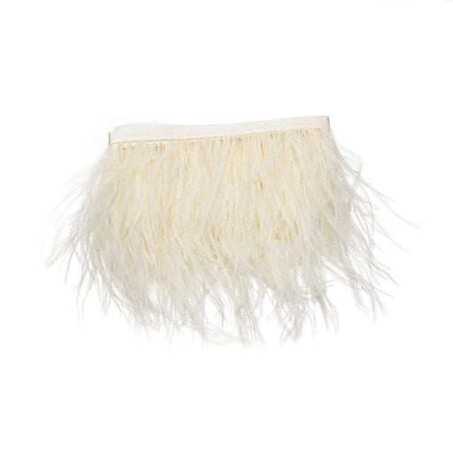 39" long Natural Ostrich Feathers Trim with Satin Ribbon OST_TRIM02_IVR