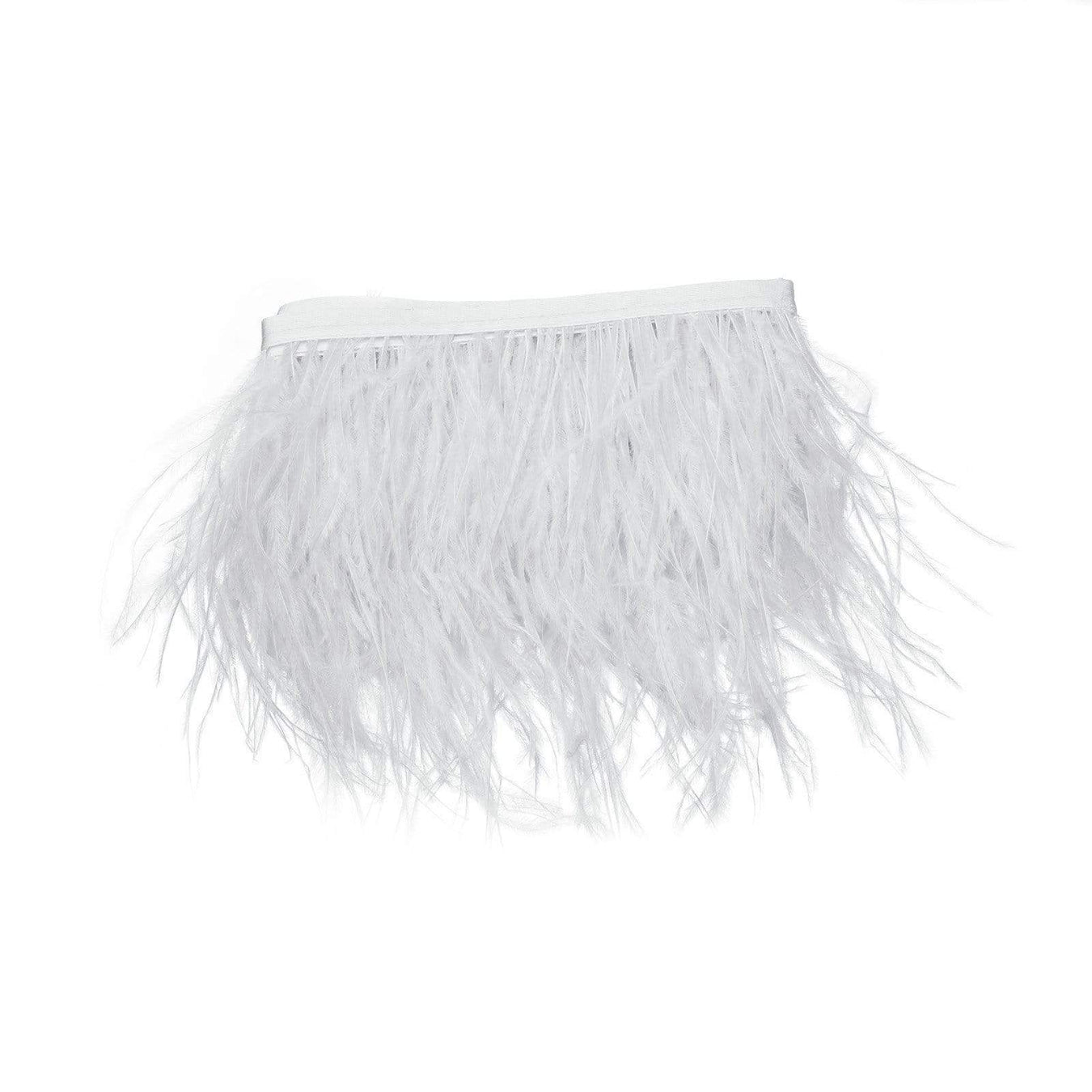 Natural Ostrich Feathers Trim with Satin Ribbon