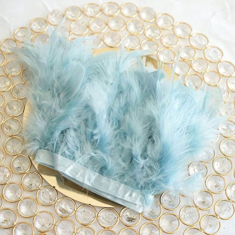 39" long Natural Turkey Feathers Trim with Satin Ribbon