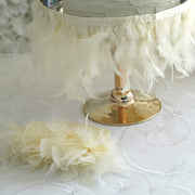 39" long Natural Turkey Feathers Trim with Satin Ribbon