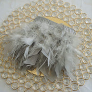 39" long Natural Turkey Feathers Trim with Satin Ribbon