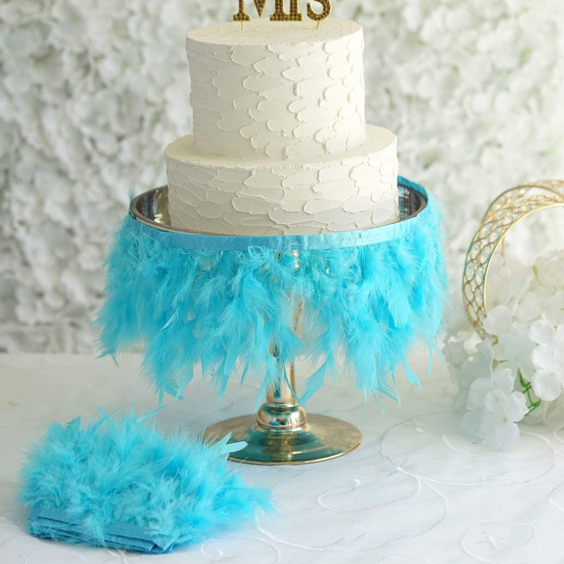 39" long Natural Turkey Feathers Trim with Satin Ribbon