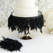 39" long Natural Turkey Feathers Trim with Satin Ribbon