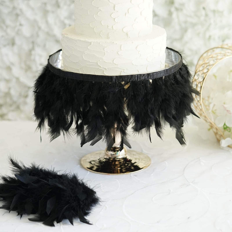 39" long Natural Turkey Feathers Trim with Satin Ribbon