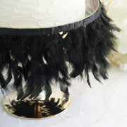 39" long Natural Turkey Feathers Trim with Satin Ribbon