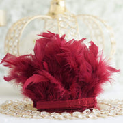 39" long Natural Turkey Feathers Trim with Satin Ribbon