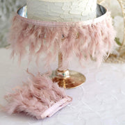 39" long Natural Turkey Feathers Trim with Satin Ribbon