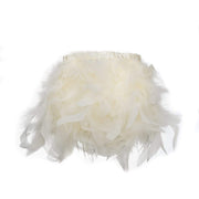 39" long Natural Turkey Feathers Trim with Satin Ribbon OST_TRIM01_IVR