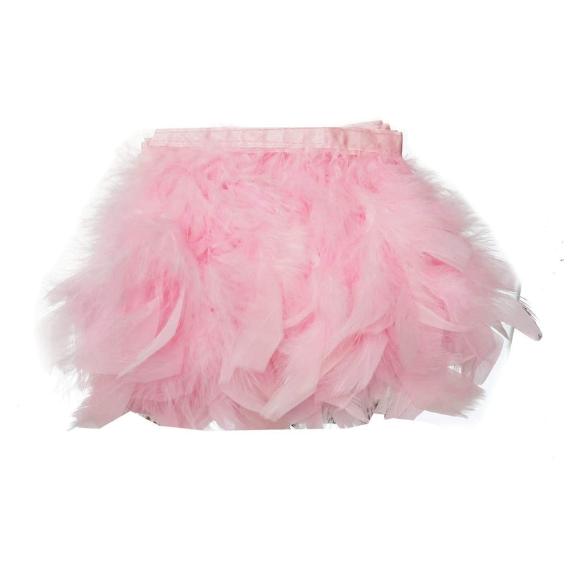 39" long Natural Turkey Feathers Trim with Satin Ribbon OST_TRIM01_PINK