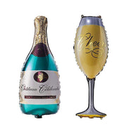 39" tall Champagne Bottle and Goblet Mylar Foil Balloons BLOON_FOL0002_32