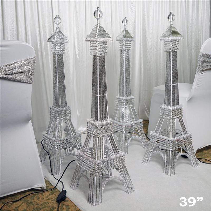 39" tall LED Lights Eiffel Tower Wedding Party Decorations PROP_EIF004_SILV