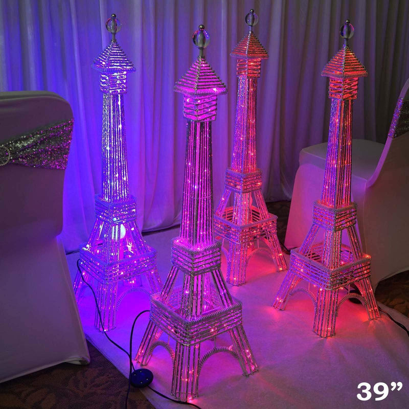 39" tall LED Lights Eiffel Tower Wedding Party Decorations PROP_EIF004_SILV