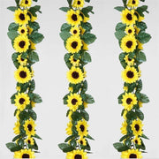 3D Chain Silk Sunflower Garland - Yellow ARTI_863_YEL