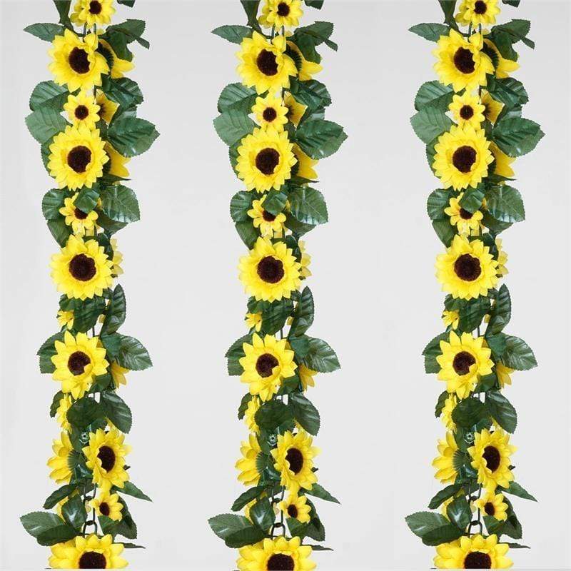 3D Chain Silk Sunflower Garland - Yellow ARTI_863_YEL