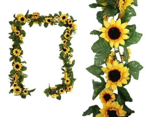 3D Chain Silk Sunflower Garland - Yellow ARTI_863_YEL