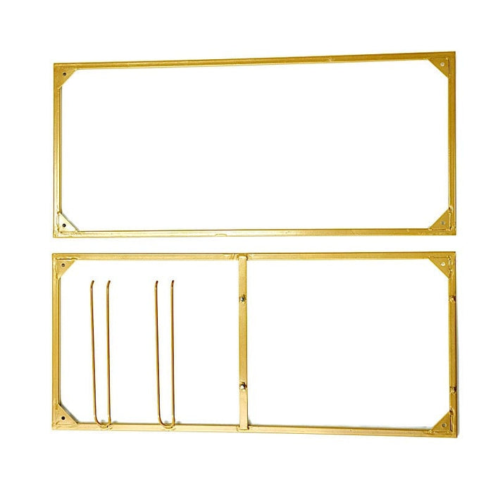3ft tall 2-Tier Rectangular Metal Bar Cart with Wooden Serving Trays - Gold FURN_CART_003_GOLD