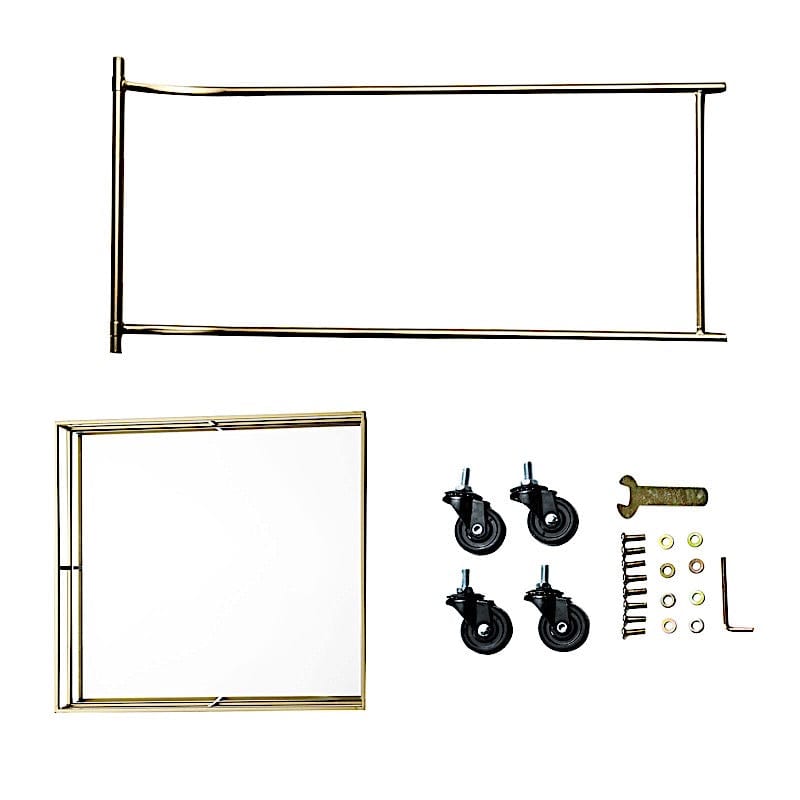 3ft tall 3-Tier Rectangular Metal Bar Cart with Mirror Glass Serving Trays - Gold FURN_CART_002_GOLD