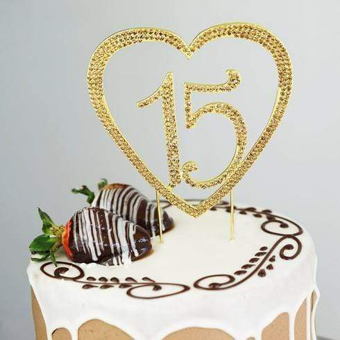 15 Cake Topper | Premium Bling Rhinestone Diamond Gems | 50th Birthday or  Anniversary Party Decoration