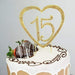 4.25" tall Rhinestones Metallic Cake Topper - Gold 15 Heart Quinceanera CAKE_TOPS3_15TH