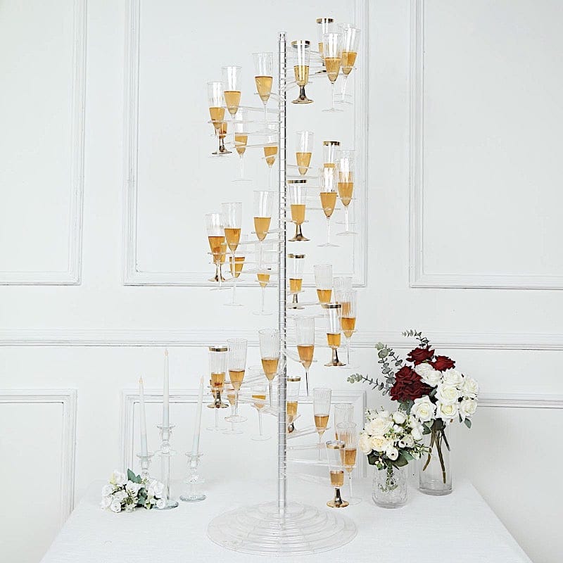 4.5 ft Acrylic Spiral Champagne Glasses Holder Flutes Display Stand - Clear DISP_STND_ACRY04_40_CLR