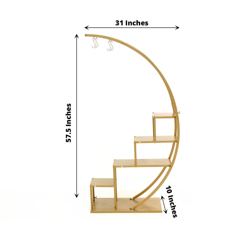 4.5 ft Metal 4 Tier Half Moon Ladder Display Stand Plant Shelf Rack - Gold FURN_STND_002_GOLD