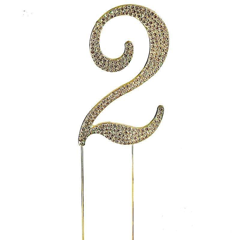 4.5" Rhinestone Cake Topper - Gold