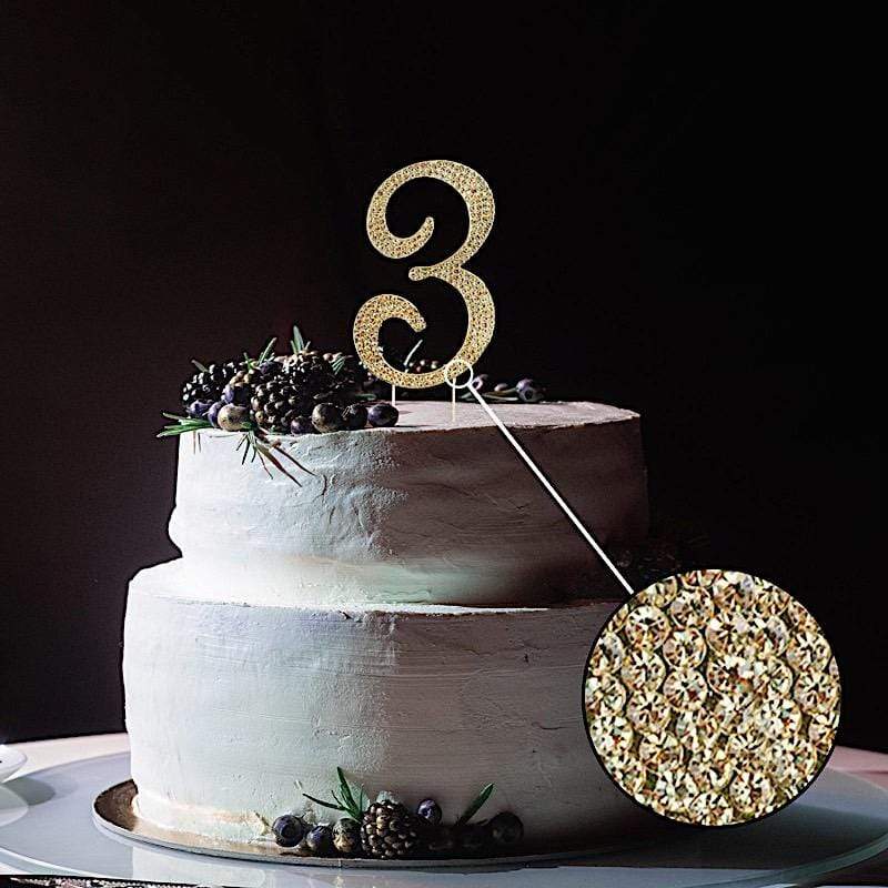 4.5" Rhinestone Cake Topper - Gold