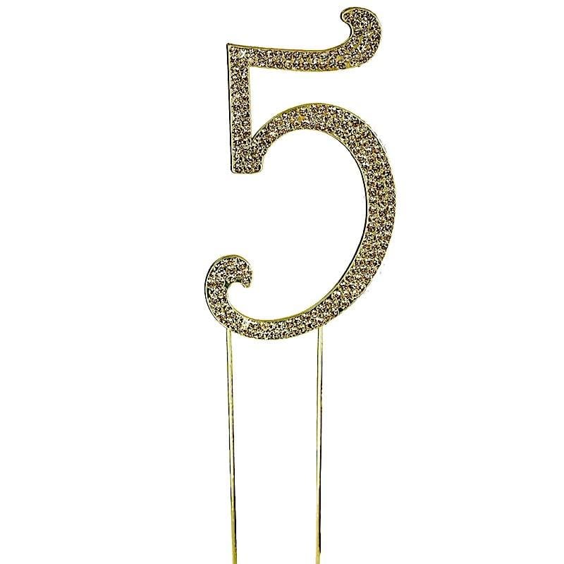 4.5" Rhinestone Cake Topper - Gold