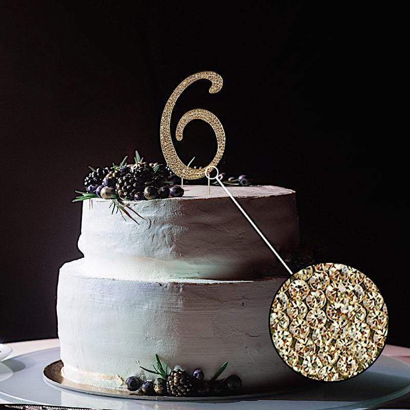 4.5" Rhinestone Cake Topper - Gold