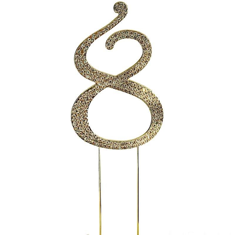 4.5" Rhinestone Cake Topper - Gold