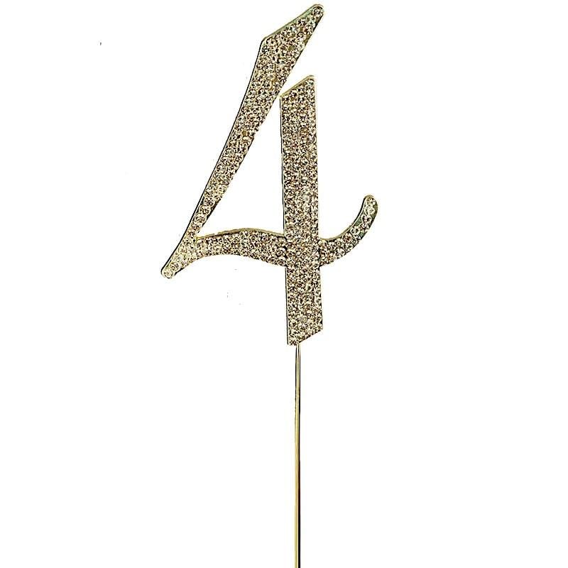 4.5" Rhinestone Cake Topper - Gold