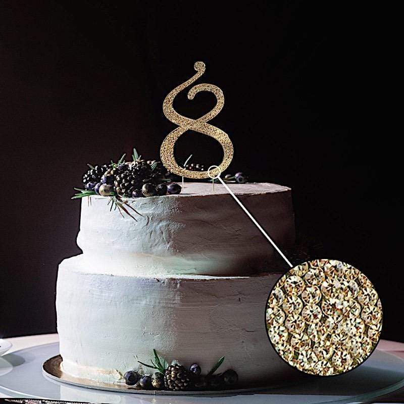 4.5" Rhinestone Cake Topper - Gold